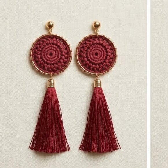 Boho Chic Crochet Tassel Earrings - Picture 3 of 5